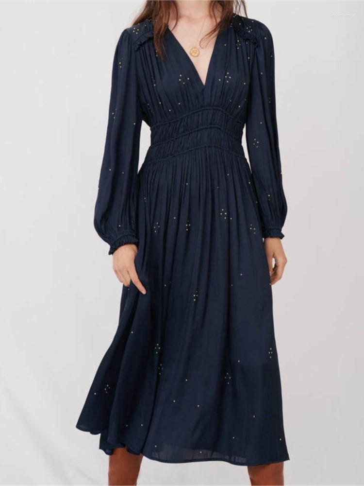 Casual Dresses Women' Dress 2023 Fashion Rivet Design Solid Color V-neck Long-sleeved Waist Commuter Temperament Long Dark Blue, Deep blue
Casual Dresses Women' Dress 2023 Fashion Rivet Design Solid Color V-neck Long-sleeved Waist Commuter Temperament Long Dark Blue, Deep blue