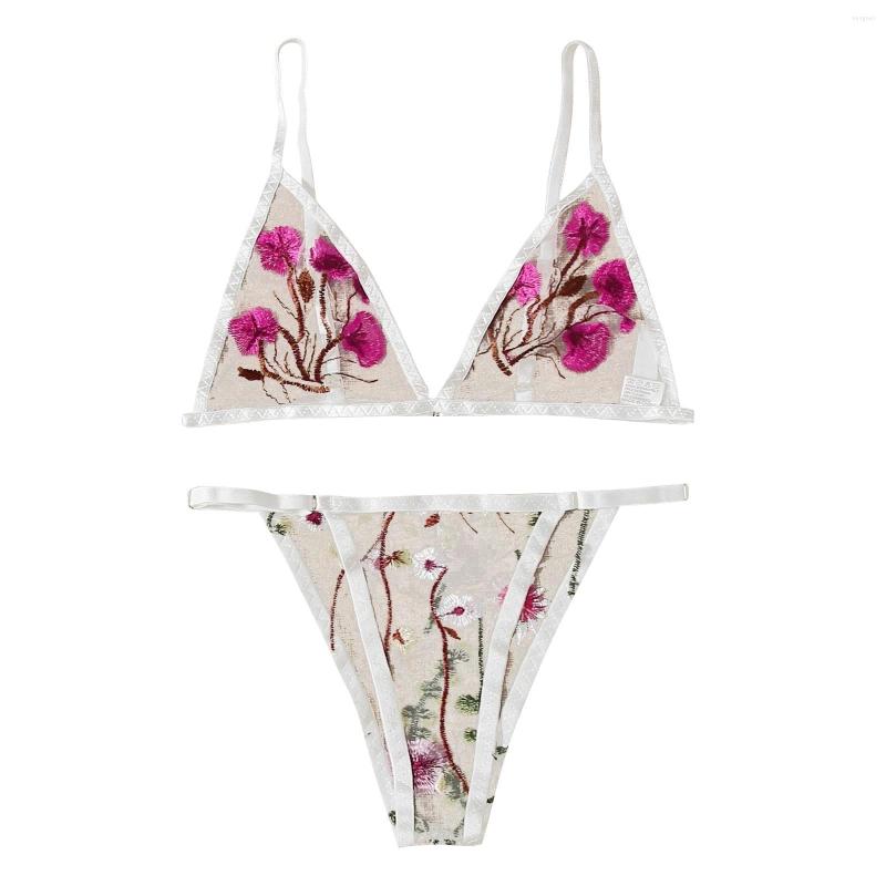 Bras Sets Bra Thong Two-piece Sexy Floral Print Embroidered Deep V Perspective Breathable Erotic Underwear Women Lingerie Set, White
Bras Sets Bra Thong Two-piece Sexy Floral Print Embroidered Deep V Perspective Breathable Erotic Underwear Women Lingerie Set, White