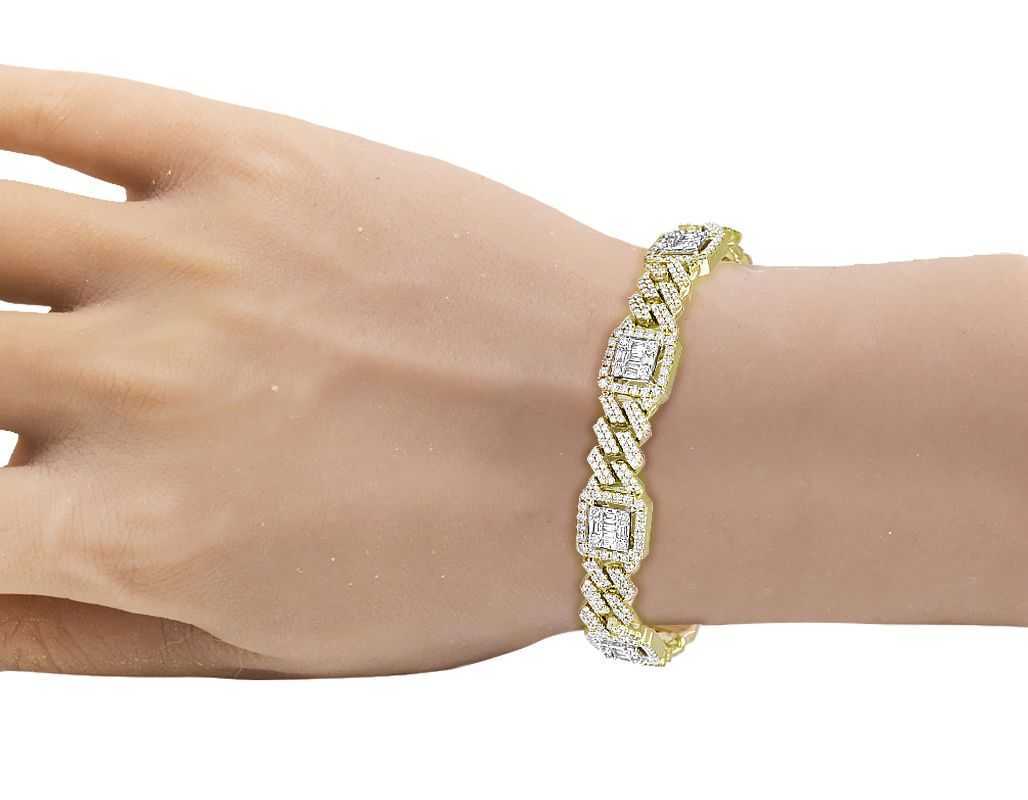 Iced Out Bling 2023 New Men Jewelry Geometric Diamond Cuban Chain Cz Cluster Charm Hip Hop Men Chain Bracelet