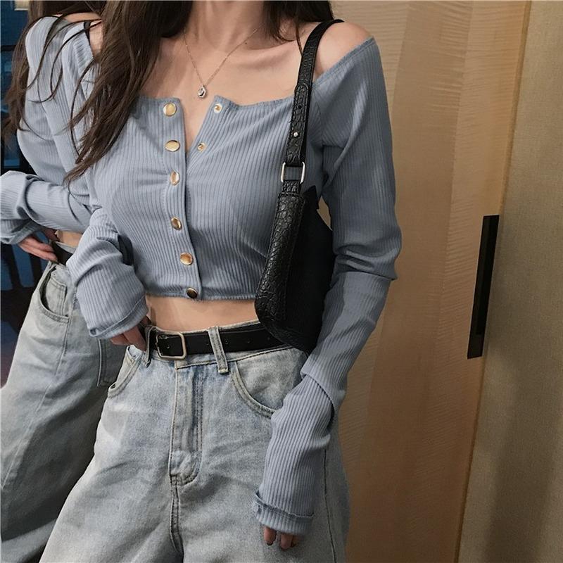 Women's Knits & Tees Cardigans Women Long Sleeve Korean Style Leisure Slim Female Cropped Tops All-match Slash Neck Sexy Single Breasted Swe, White
Women's Knits & Tees Cardigans Women Long Sleeve Korean Style Leisure Slim Female Cropped Tops All-match Slash Neck Sexy Single Breasted Swe, White