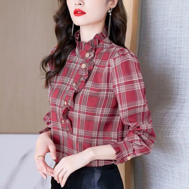 Women' Blouses Women Shirt Blouse Plaid Women' Autumn And Winter 2023 Stand Collar Long Sleeve Fashion Blusas Mujer S22, Black
Women' Blouses Women Shirt Blouse Plaid Women' Autumn And Winter 2023 Stand Collar Long Sleeve Fashion Blusas Mujer S22, Black