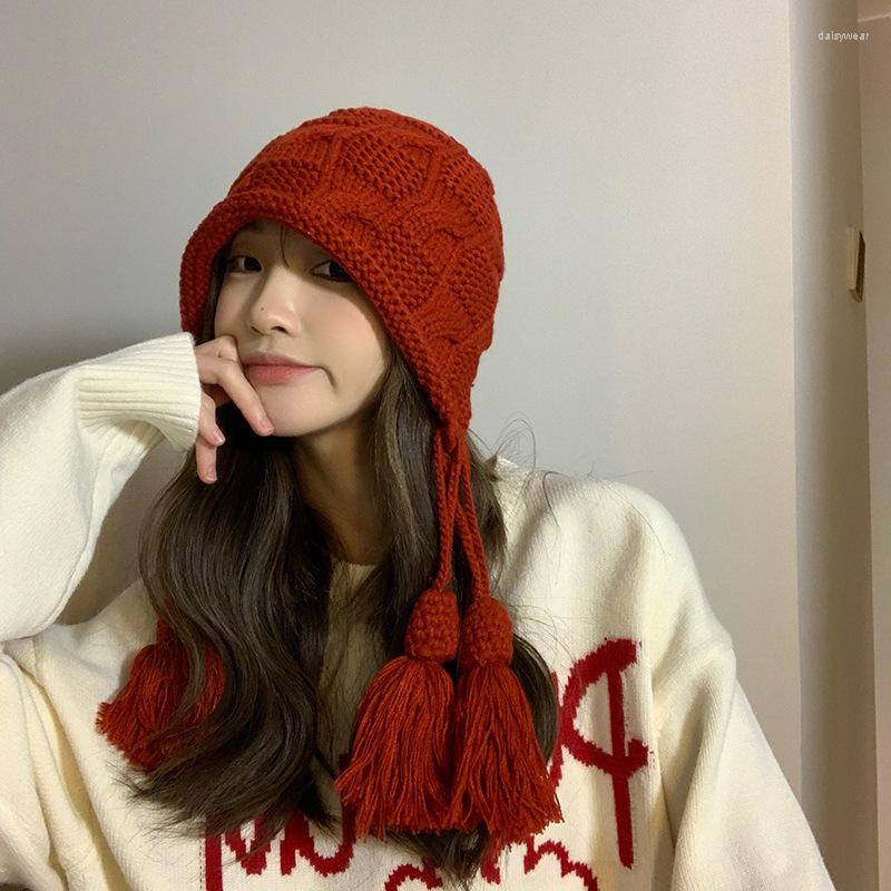 Berets Johnature Year Red Tassel Hat Women Autumn Winter Warm Woolen Fringed Pullover Hand-knitted Ear Protection Japanese, Black
Berets Johnature Year Red Tassel Hat Women Autumn Winter Warm Woolen Fringed Pullover Hand-knitted Ear Protection Japanese, Black