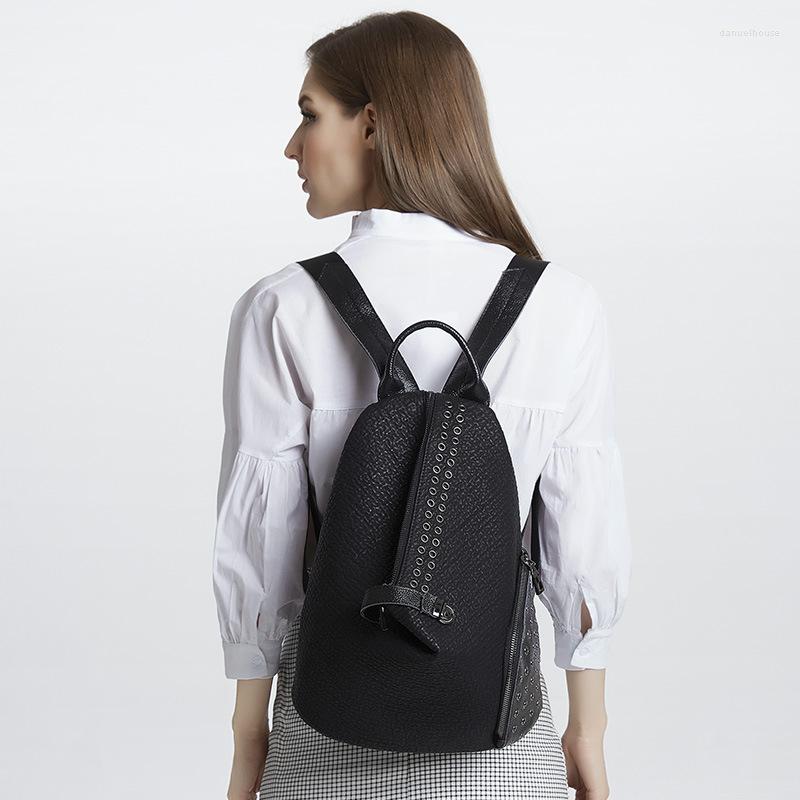 School Bags Genuine Leather Both Shoulders Bag Women Backpacks Women's Backpack Rivet Dumplings For Teenage Girls Bagpack, Black
School Bags Genuine Leather Both Shoulders Bag Women Backpacks Women's Backpack Rivet Dumplings For Teenage Girls Bagpack, Black