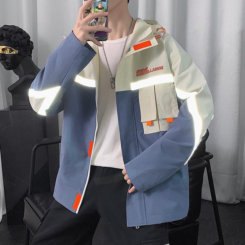 Men's Jackets Reflective Strip Splicing Men Hooded Jacket Tooling Spring And Autumn Big Pocket Street Fashion American Casual, Black
Men's Jackets Reflective Strip Splicing Men Hooded Jacket Tooling Spring And Autumn Big Pocket Street Fashion American Casual, Black