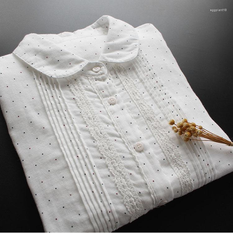 Women's Blouses Lamtrip Boutique Lace Pleated Art Double-Layer Soft Cotton Yarn Shirt Vintage Polka Dots Blouse, White
Women's Blouses Lamtrip Boutique Lace Pleated Art Double-Layer Soft Cotton Yarn Shirt Vintage Polka Dots Blouse, White