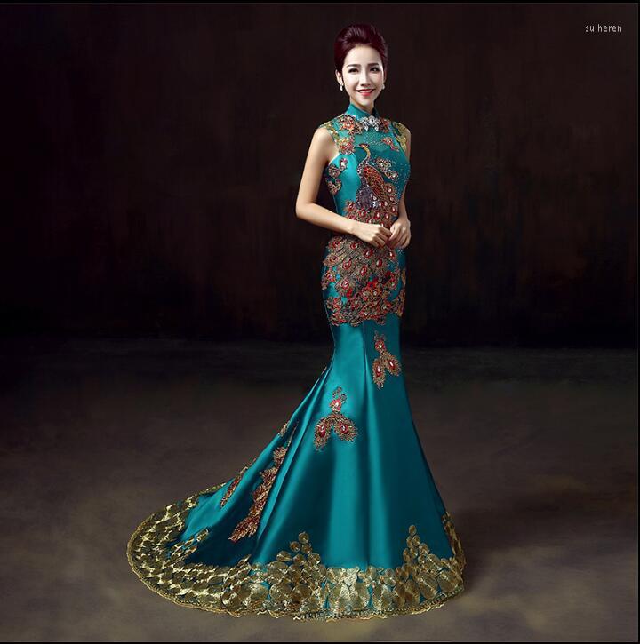 Ethnic Clothing Cheongsam Exquisite Luxury Rhinethone Evening Dress Bride Tailing Peacock Sequins
Ethnic Clothing Cheongsam Exquisite Luxury Rhinethone Evening Dress Bride Tailing Peacock Sequins