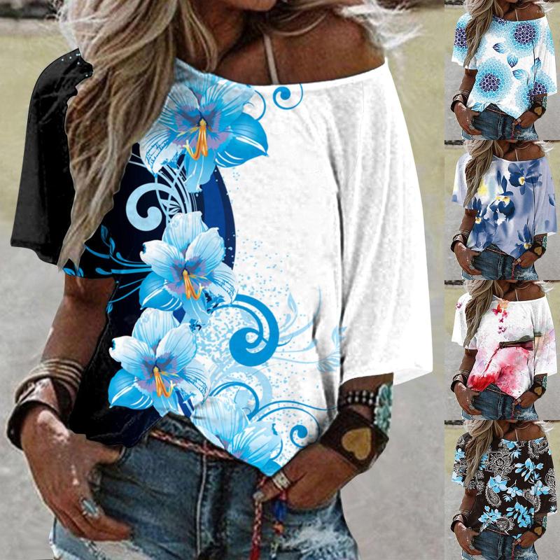 Women's Blouses Women Boho Loose Top Summer Blouse T Shirt One Floral Printed Shoulder Women's, Grey
Women's Blouses Women Boho Loose Top Summer Blouse T Shirt One Floral Printed Shoulder Women's, Grey