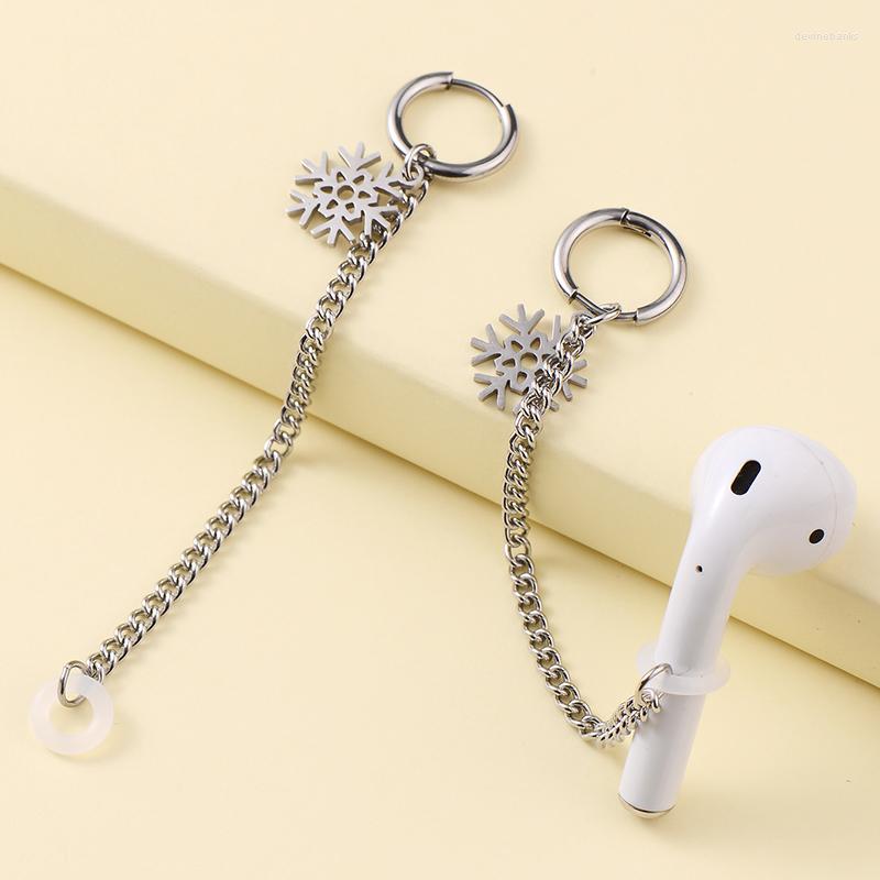Dangle Earrings 2pcs Stainless Sun& Moon Phone Accessories Bluetooth Headset Anti-lost Earring Earphones Ear Jewelry