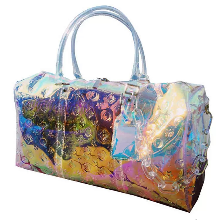 Duffel Bags Colorful Travel Bag Transparent Pvc Fitness Sports Large Capacity Portable Female Embossed, Clear
Duffel Bags Colorful Travel Bag Transparent Pvc Fitness Sports Large Capacity Portable Female Embossed, Clear