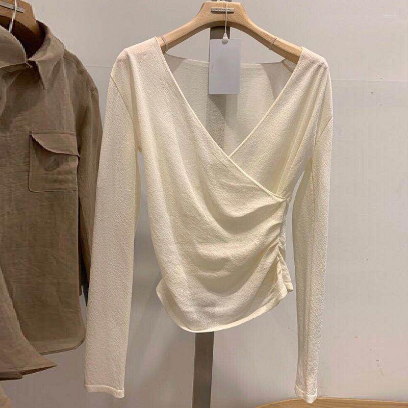 Women' T Shirts Fashion T-shirt Cross V-neck Women' Long-sleeved Sunscreen Shirt Spring Summer Thin Solid Bottom Trend 2023, Black
Women' T Shirts Fashion T-shirt Cross V-neck Women' Long-sleeved Sunscreen Shirt Spring Summer Thin Solid Bottom Trend 2023, Black