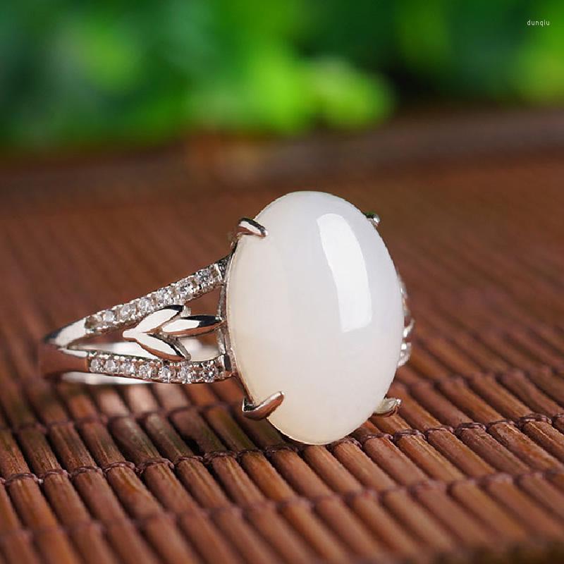 Cluster Rings Large Egg Noodle Hetian Jade 925 Sterling Silver Live Ring Female Inlaid White Simple Jewelr
Cluster Rings Large Egg Noodle Hetian Jade 925 Sterling Silver Live Ring Female Inlaid White Simple Jewelr
