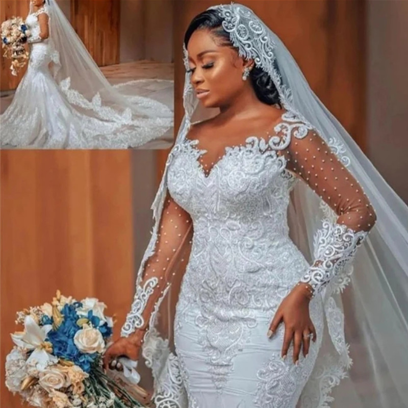 New Vintage Cheap Mermaid Wedding Dresses Scoop Neck Illusion Long Sleeves Lace Appliques Beaded Plus Size Formal Bridal Gowns, Champagne
New Vintage Cheap Mermaid Wedding Dresses Scoop Neck Illusion Long Sleeves Lace Appliques Beaded Plus Size Formal Bridal Gowns, Champagne