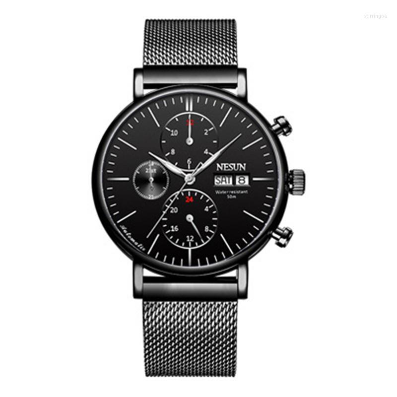 Wristwatches Men's Watch NESUN 50M Waterproof Sports Belt Simple Business Casual Automatic Mechanical Watches Relogio Masculino, Leather black
Wristwatches Men's Watch NESUN 50M Waterproof Sports Belt Simple Business Casual Automatic Mechanical Watches Relogio Masculino, Leather black