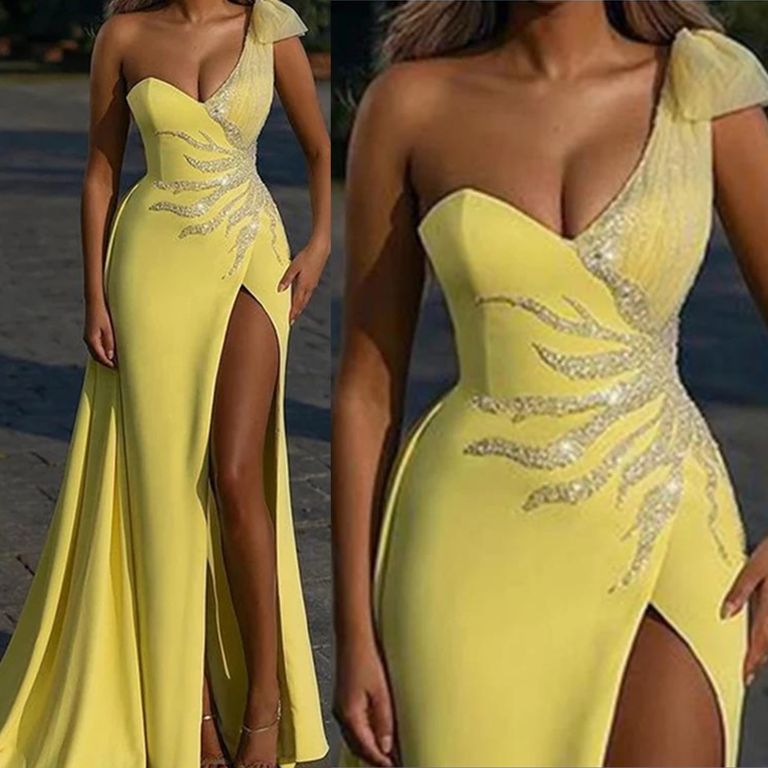 Vestidos De Noche Lace Applique Formal Evening Dress One Shoulder Slit 2023 Saudi Arabia Prom Party Dresses Long Skirt Sexy New, Brown
Vestidos De Noche Lace Applique Formal Evening Dress One Shoulder Slit 2023 Saudi Arabia Prom Party Dresses Long Skirt Sexy New, Brown