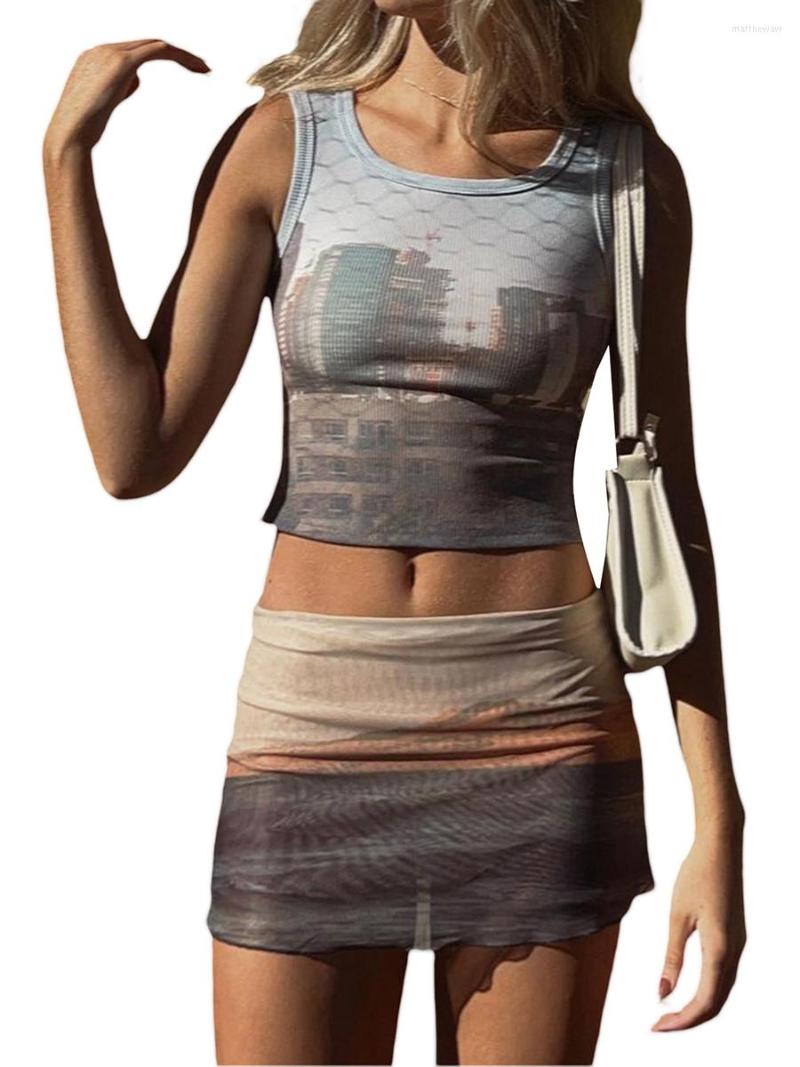 Work Dresses Women Summer 2 Pieces Outfits Fashion Print Sleeveless Crew Neck Tank Tops And Mesh Sheer Mini Skirts Set, Gray
Work Dresses Women Summer 2 Pieces Outfits Fashion Print Sleeveless Crew Neck Tank Tops And Mesh Sheer Mini Skirts Set, Gray