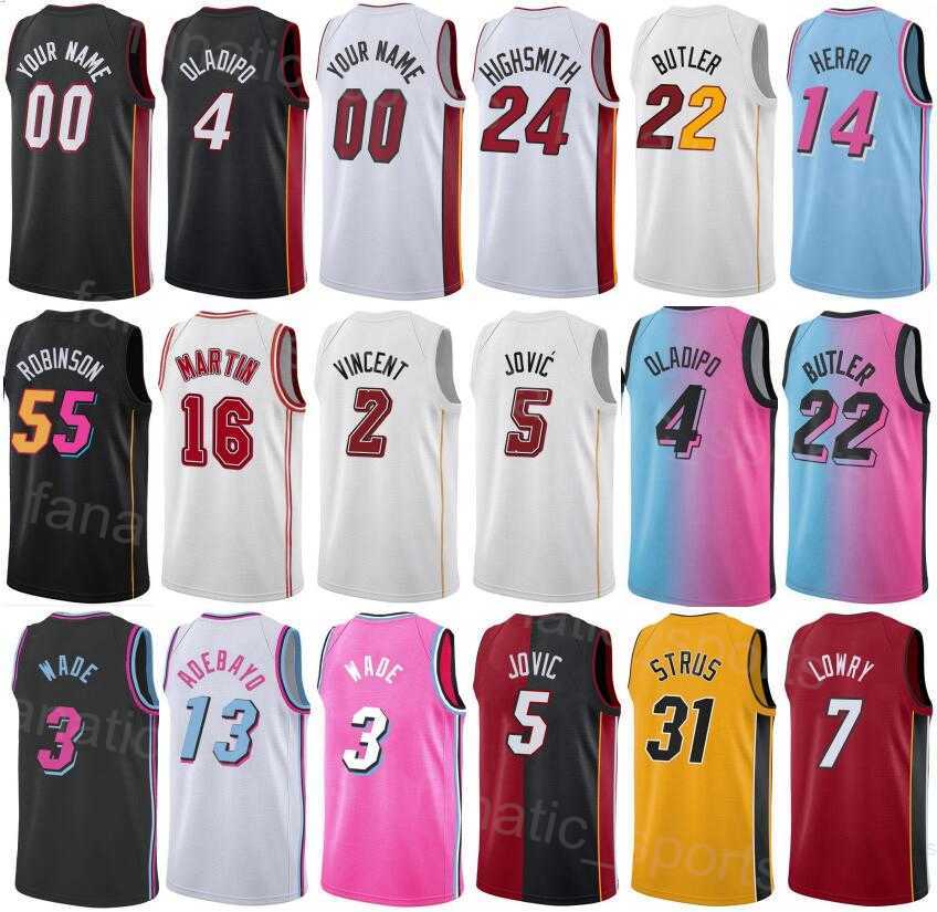 Printed Men Kids Women Basketball Bam Adebayo Jerseys 13 Gabe Vincent 2 Caleb Martin 16 Haywood Highsmith 24 Jimmy Butler 22 Max Strus 31 Custom Nam-image