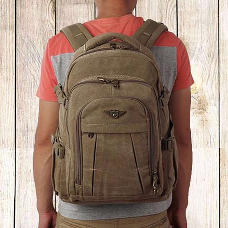 Waist Bags Mens Military Canvas Backpack Zipper Rucksacks Laptop Travel Shoulder Mochila Notebook Schoolbags Vintage College School 230220