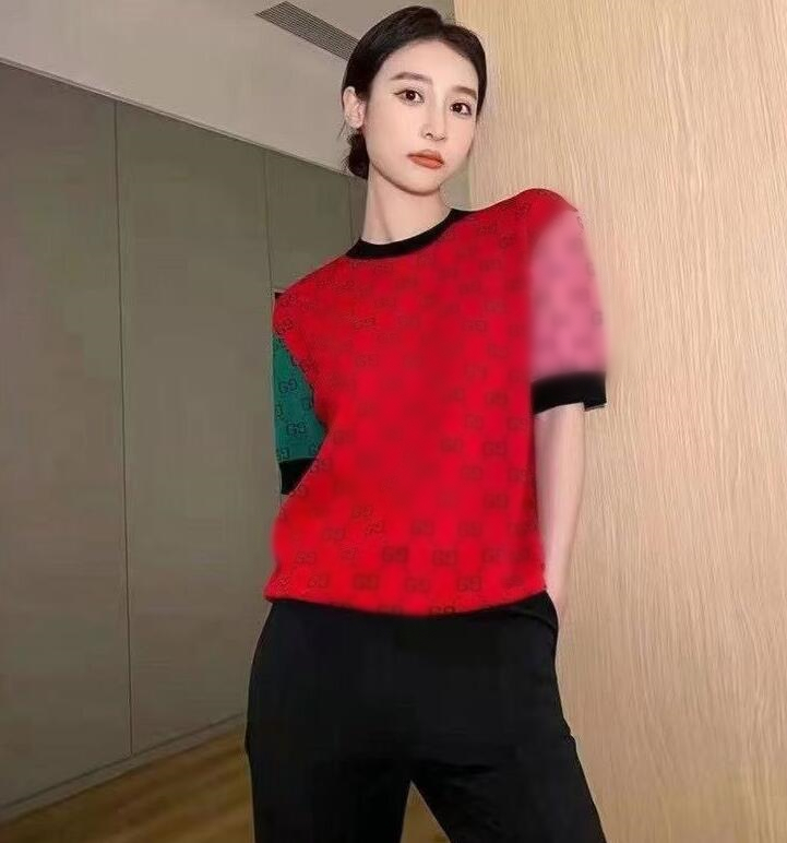 23GGSS new Women' Knits Tees sweater casual fashion Knitwear Short sleeve Women Panelled designer Knits T-shirt, Red
23GGSS new Women' Knits Tees sweater casual fashion Knitwear Short sleeve Women Panelled designer Knits T-shirt, Red