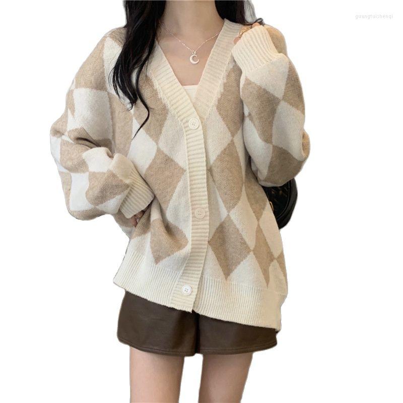 Women's Knits Argyle Single Breasted Sweater Women Fashion Korean Style Retro V Neck Knitted Cardigan Autumn Winter Long Sleeve Loose, Black
Women's Knits Argyle Single Breasted Sweater Women Fashion Korean Style Retro V Neck Knitted Cardigan Autumn Winter Long Sleeve Loose, Black