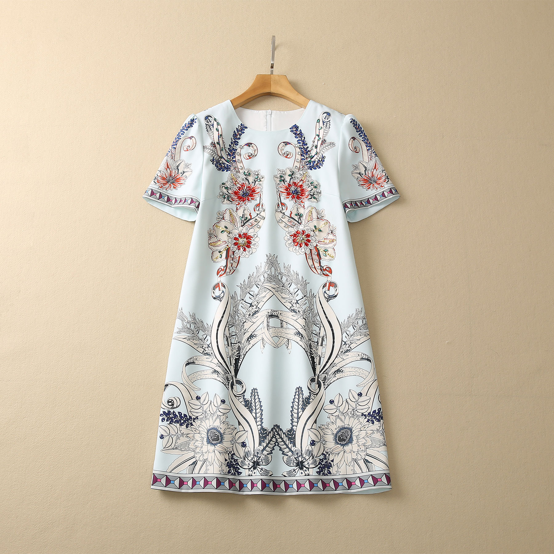 2023 Spring Multicolor Paisley Print Beaded Dress Short Sleeve Round Neck Rhinestone Short Casual Dresses S3F131623, Multi
2023 Spring Multicolor Paisley Print Beaded Dress Short Sleeve Round Neck Rhinestone Short Casual Dresses S3F131623, Multi