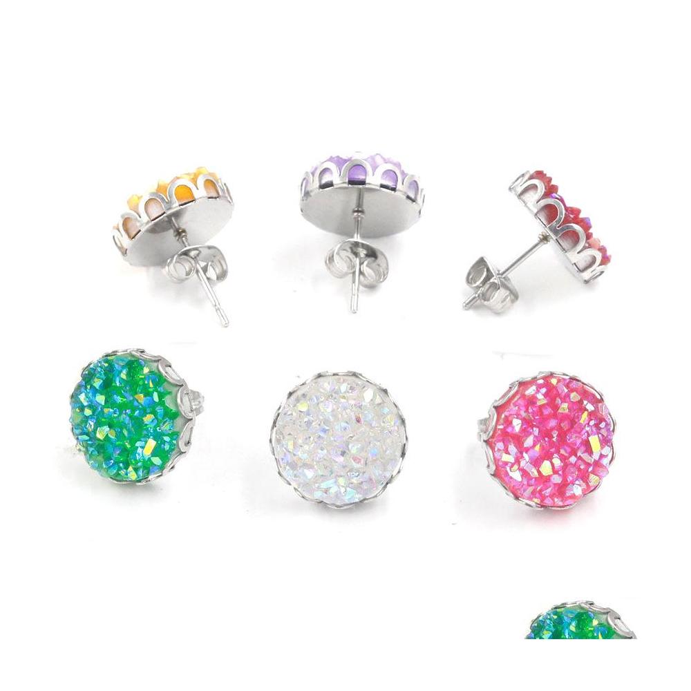 Stud Fashion Round Resin 12Mm Stainless Steel Druzy Drusy Crown Earrings Handmade For Women Jewelry Drop Delivery Dhnrk
Stud Fashion Round Resin 12Mm Stainless Steel Druzy Drusy Crown Earrings Handmade For Women Jewelry Drop Delivery Dhnrk