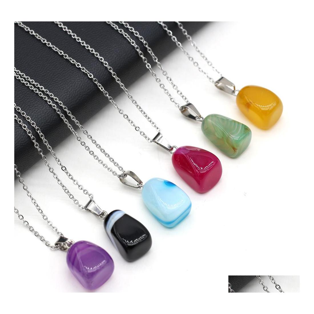 Pendant Necklaces Irregar Stripped Agate Reiki Healing Crystal Energy Stone Quartz Fashion Women Men Jewelry Wholesale Drop Delivery Dhepm
Pendant Necklaces Irregar Stripped Agate Reiki Healing Crystal Energy Stone Quartz Fashion Women Men Jewelry Wholesale Drop Delivery Dhepm