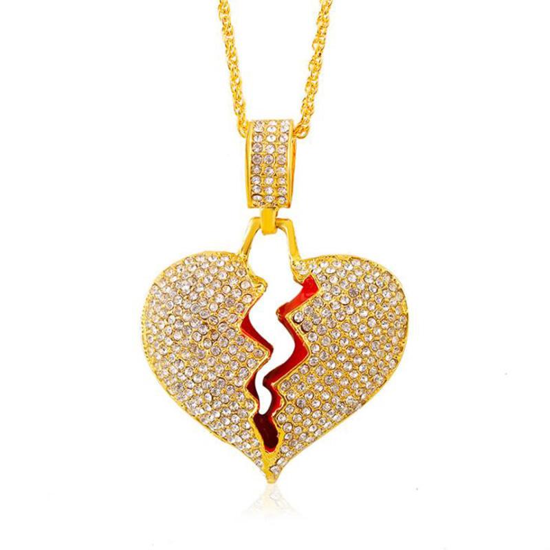 Pendant Necklaces Geometric Rhinestone Cracking Love Necklace Hip Hop Broken Heart Jewelry Gift Long Gold Silver Color Chain
Pendant Necklaces Geometric Rhinestone Cracking Love Necklace Hip Hop Broken Heart Jewelry Gift Long Gold Silver Color Chain