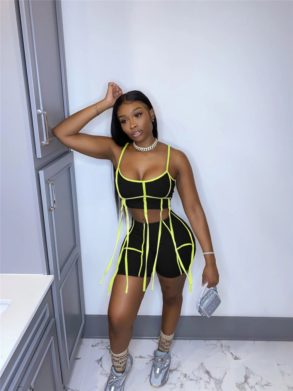 2023 Designer Two Piece Sets Tracksuits Womens Outfits Summer Tassels Sweatsuits Sexy Spaghetti Strap Tank Top and Shorts Casual Sportswear Bulk Whole