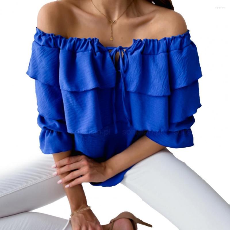 Women' Blouses Women Blouse Drawstring Collar Layered Ruffle Stitching Crafts Off Shoulder Lantern Long Sleeve Pullover Top Female Clothing, Blue
Women' Blouses Women Blouse Drawstring Collar Layered Ruffle Stitching Crafts Off Shoulder Lantern Long Sleeve Pullover Top Female Clothing, Blue