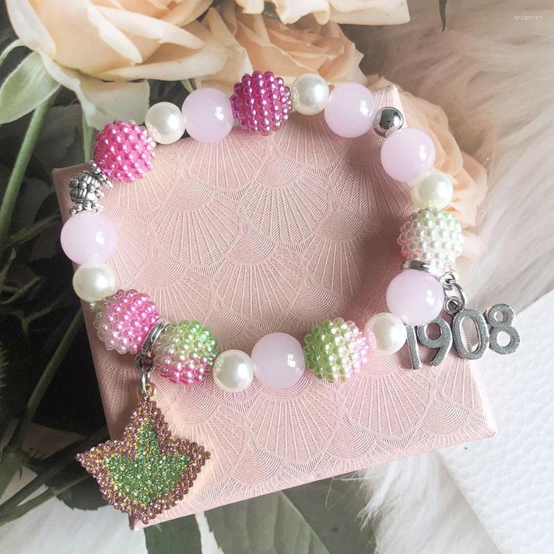 Strand Hand Made Greek Sorority Elastic Pink White Rhinestone Founded Date Charm Pendant Bracelet Jewelry
Strand Hand Made Greek Sorority Elastic Pink White Rhinestone Founded Date Charm Pendant Bracelet Jewelry