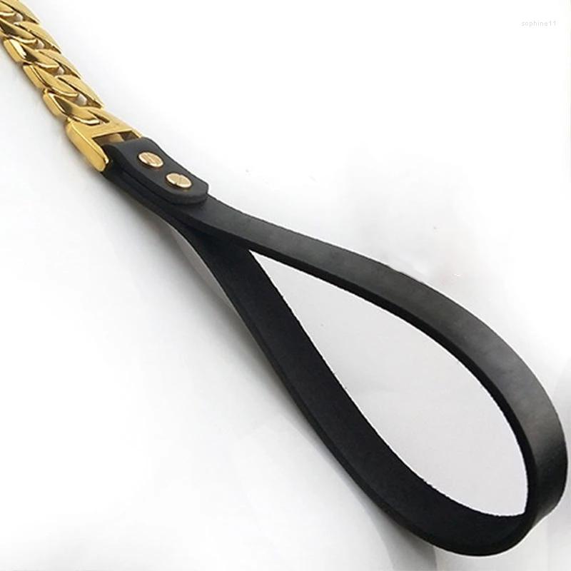 Dog Collars Dog Collars Durable Strong Collar With Metal Dogs Leash Set Stainless Steel Cuban Link Chain For Medium Large Walking Traning H250219