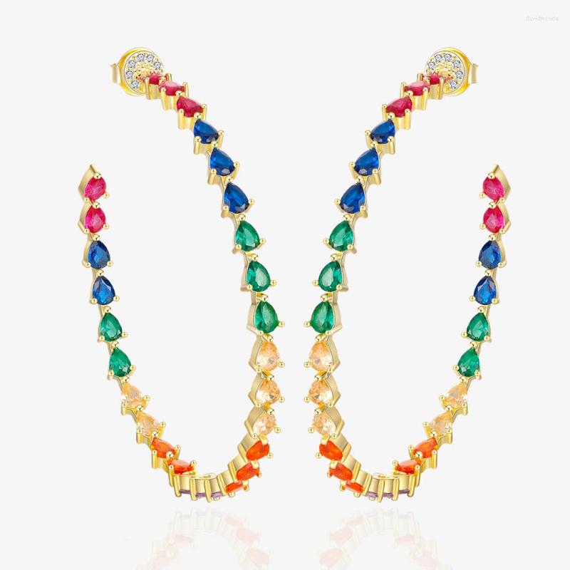 Hoop Earrings LOKWAN 925 Sterling Silver Plated 18k Gold Inlaid Drop Shaped Colorful Zircon Big Ear Ring Bohemian Style Exaggerated Jewelry
Hoop Earrings LOKWAN 925 Sterling Silver Plated 18k Gold Inlaid Drop Shaped Colorful Zircon Big Ear Ring Bohemian Style Exaggerated Jewelry