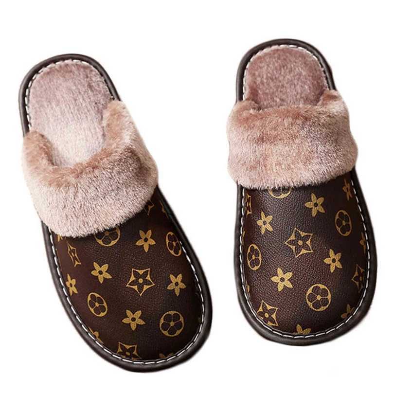 Unisex PU Leather Slippers Printed Plush Cotton Slipper Women Indoor House Shoes Flat Cozy Home Slippers Winter Warm Flip Flops H1115, Red
Unisex PU Leather Slippers Printed Plush Cotton Slipper Women Indoor House Shoes Flat Cozy Home Slippers Winter Warm Flip Flops H1115, Red