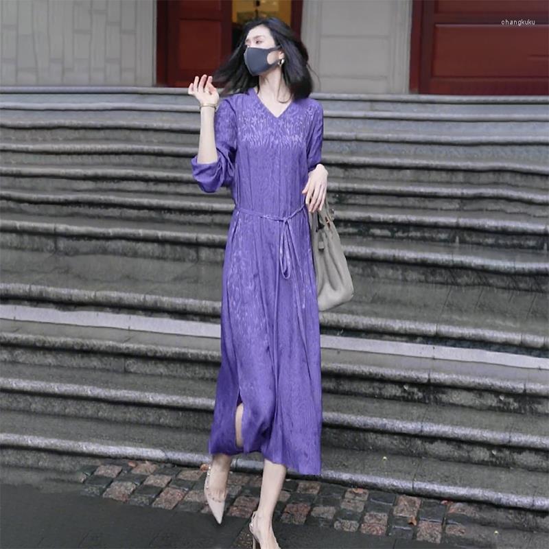 Casual Dresses 2023 Summer Dress Women High-End Female Spring Imitation Mulberry Silk Purple Long Womens Clothing Q364
Casual Dresses 2023 Summer Dress Women High-End Female Spring Imitation Mulberry Silk Purple Long Womens Clothing Q364