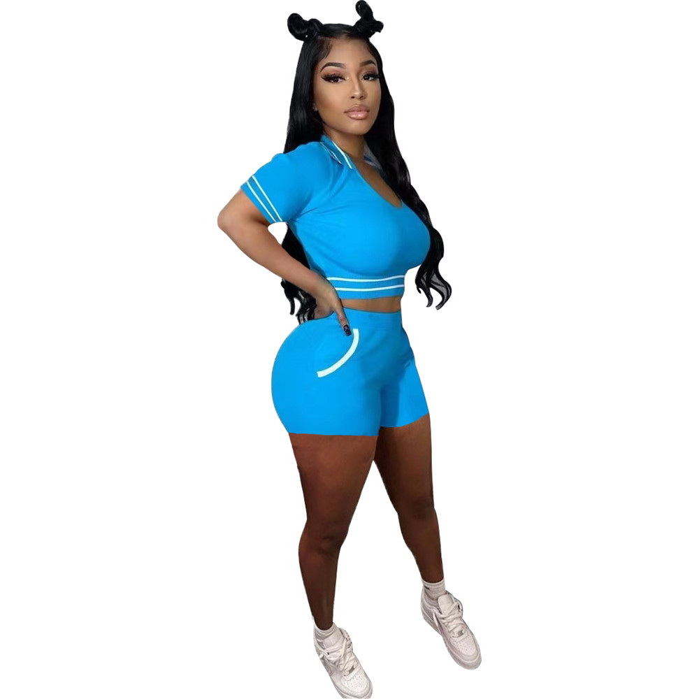 2023 Designer Summer Tracksuits Women Outfits Two Piece Sets Spring Clothes Short Sleeve T-Shirt and Shorts Casual Solid Sportswear Wholesale Bulk ite
