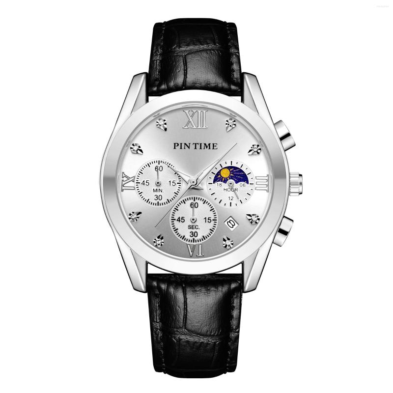 Wristwatches Men Casual Dress Watch Stainless Steel Moon Phase All Dial Work Chrono Function Stopwatch Leather Luminous Waterproof Montre, 13
Wristwatches Men Casual Dress Watch Stainless Steel Moon Phase All Dial Work Chrono Function Stopwatch Leather Luminous Waterproof Montre, 13
