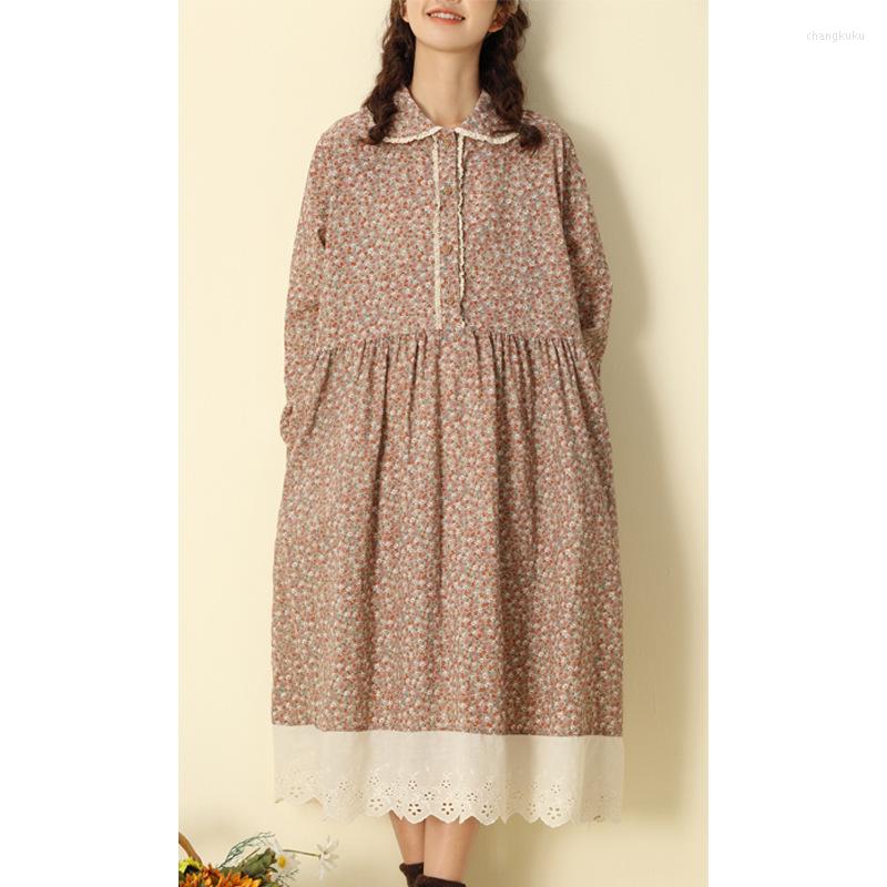 Casual Dresses Japanese Mori Girl Floral Print Dress Pretty Cotton Linen Autumn Women Loose Long-sleeved Midi DD252, Blue
Casual Dresses Japanese Mori Girl Floral Print Dress Pretty Cotton Linen Autumn Women Loose Long-sleeved Midi DD252, Blue