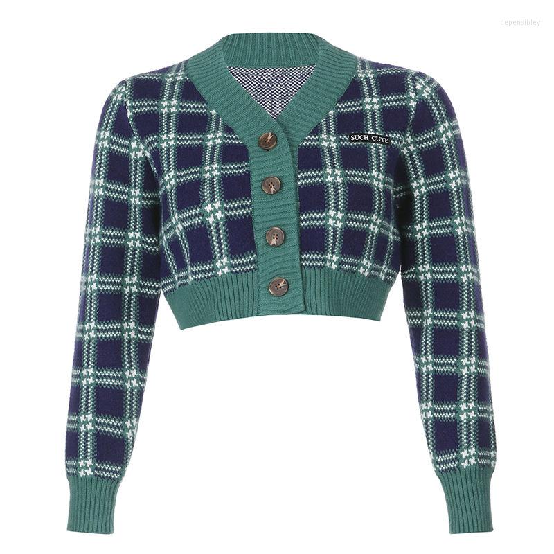 Women's Knits Korean Fashion Women's Short Knitted Cropped Cardigan Autumn Japanese Long-sleeved V-neck Sweater Coat 2023 Casual Plaid, Green
Women's Knits Korean Fashion Women's Short Knitted Cropped Cardigan Autumn Japanese Long-sleeved V-neck Sweater Coat 2023 Casual Plaid, Green