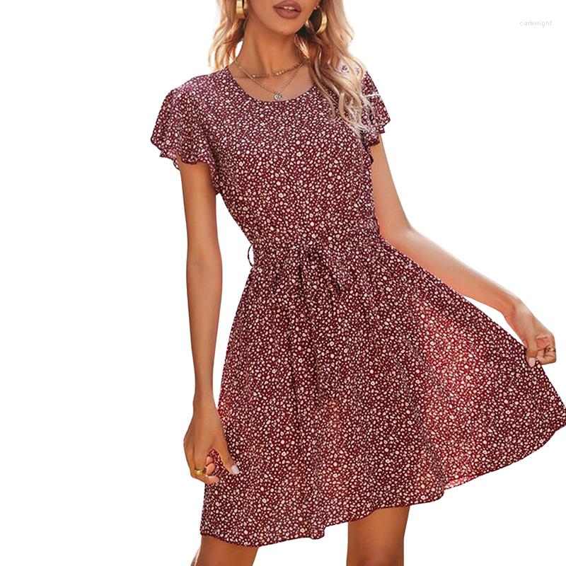 Party Dresses Women Casual Dress Maroon Floral Printed Round Collar Short Sleeve One-piece Fashion For Female Ladies Summer Boho Style, Red
Party Dresses Women Casual Dress Maroon Floral Printed Round Collar Short Sleeve One-piece Fashion For Female Ladies Summer Boho Style, Red