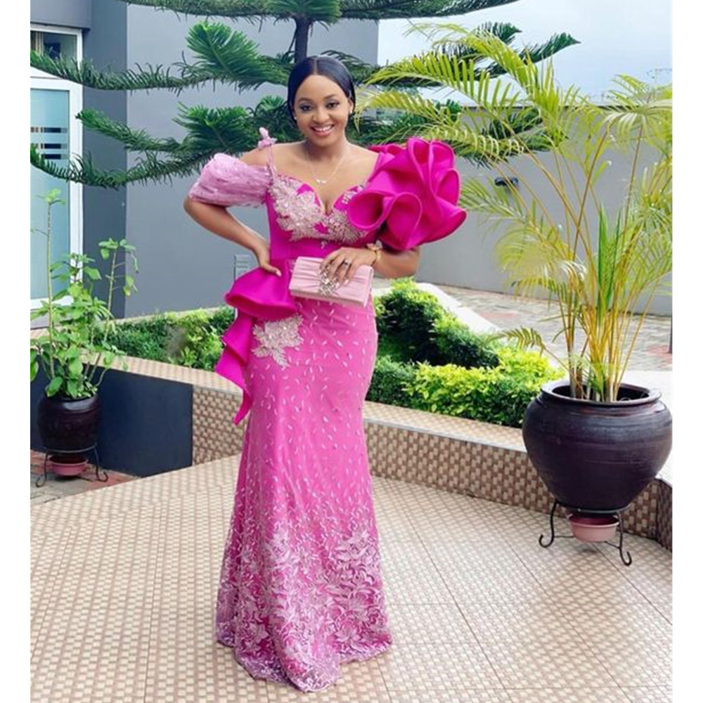 Plus 2023 Size Arabic Aso Ebi Pink Mermaid Luxurious Prom Dresses Beaded Tulle Evening Formal Party Second Reception Gowns Dress