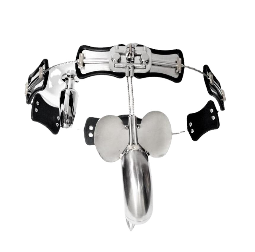Adjustable Size Male Chastity Devices Belt Stainless Steel T-Type Chastity Lock Device Adult Game Sex Toy