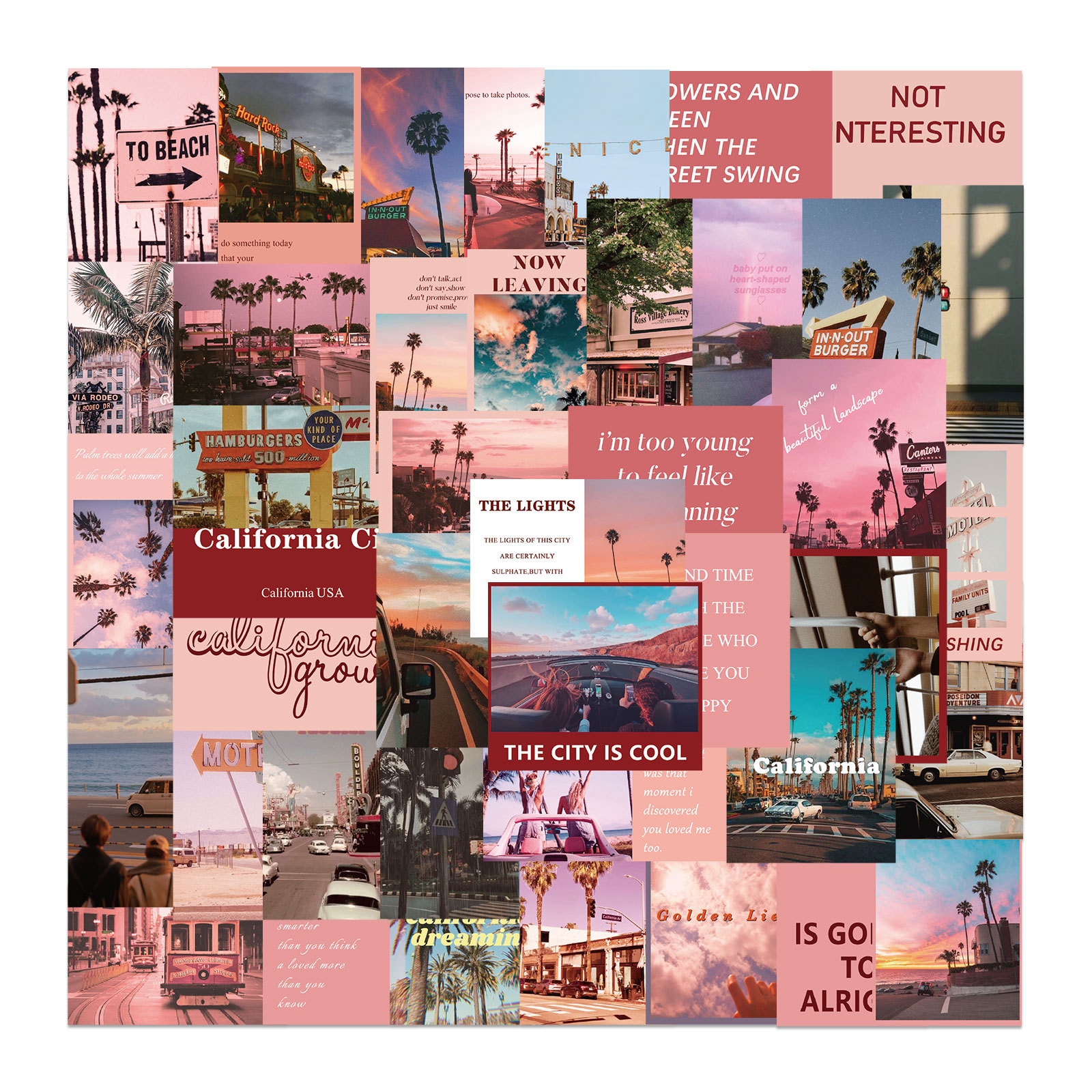 50pcs Pink California Streetscape Stickers Waterproof No-duplicate Sticker Kids Toys for Helmet Skateboard Luggage Bottle Notebook Car Decal, Multi-color
50pcs Pink California Streetscape Stickers Waterproof No-duplicate Sticker Kids Toys for Helmet Skateboard Luggage Bottle Notebook Car Decal, Multi-color