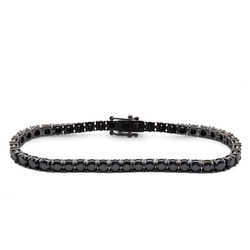 Hip Hop Jewelry Men Bracelet 3mm 4mm Sterling Silver Black Moissanite Diamond Tennis Bracelet