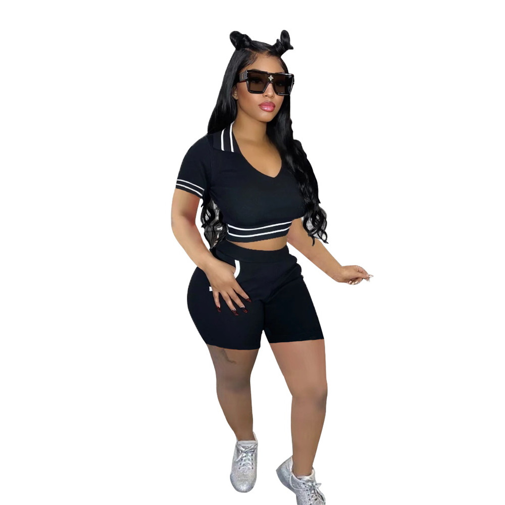 2023 Designer Summer Tracksuits Women Outfits Two Piece Sets Spring Clothes Short Sleeve T-Shirt and Shorts Casual Solid Sportswear Wholesale Bulk ite