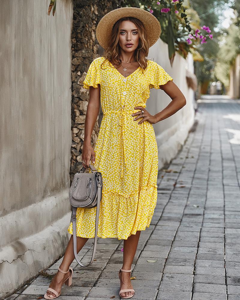 Party Dresses Women Casual 2023 Summer Ladies Bandage Dress Button Floral Print Holiday Style Chic Female Vestidos Fiesta Robe Femme, Yellow
Party Dresses Women Casual 2023 Summer Ladies Bandage Dress Button Floral Print Holiday Style Chic Female Vestidos Fiesta Robe Femme, Yellow
