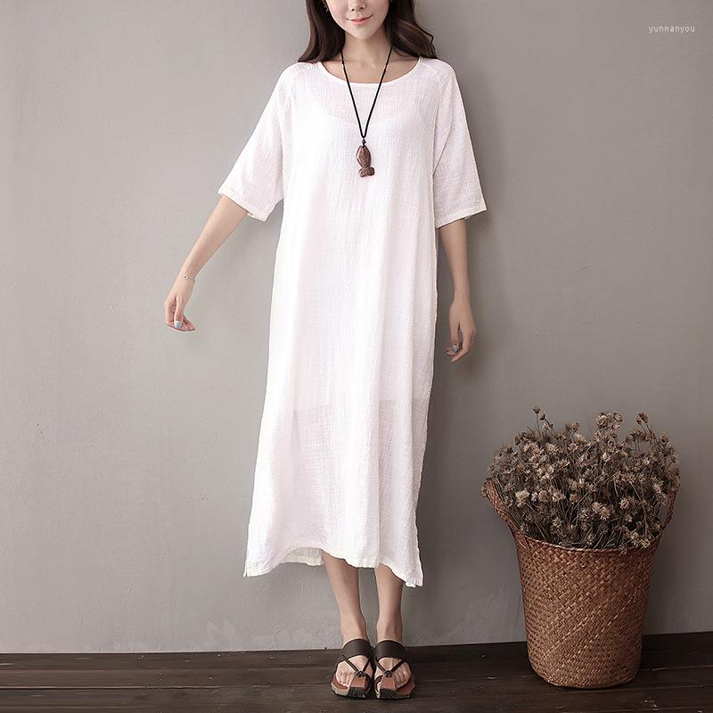 Party Dresses Original Design Women Dress Cotton Linen Robes Loose Style Summer Long Round Collar Split Purple White Red
Party Dresses Original Design Women Dress Cotton Linen Robes Loose Style Summer Long Round Collar Split Purple White Red
