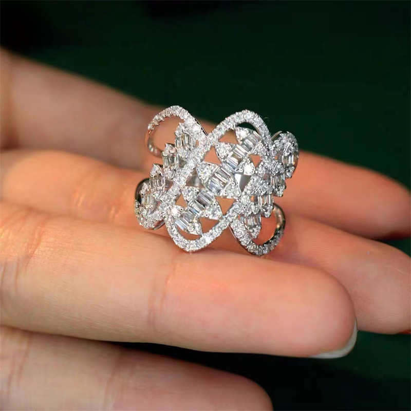 Wedding Rings: Sterg Sier Princess Cut White Topaz CZ Dia Open Adjustable Ring