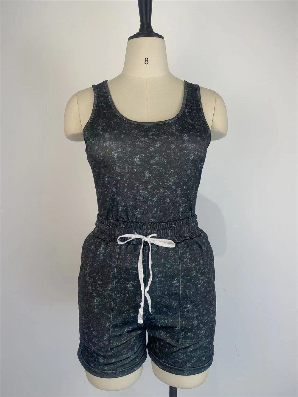 2023 Designer Summer Tracksuits Two Piece Sets Women Dye Tie Sleeveless Vest Tee and Shorts Print Sports suits Casual Sportswear Wholesale items Bulk 