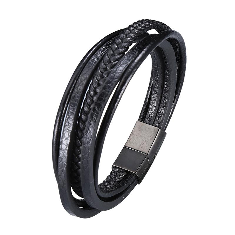 Charm Bracelets Punk Stainless Steel Multilayer Genuine Leather Bracelet & Bangles For Men Jewelry Black Color Fashion Gift BB1002
Charm Bracelets Punk Stainless Steel Multilayer Genuine Leather Bracelet & Bangles For Men Jewelry Black Color Fashion Gift BB1002