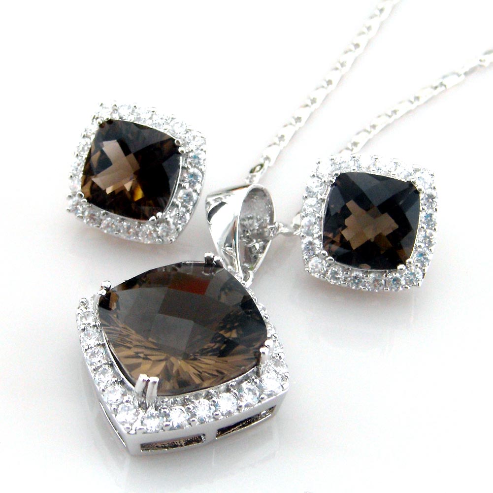 mystic rainbow jewelry set wedding ring pendant and earrings natural topaz women jewelry set